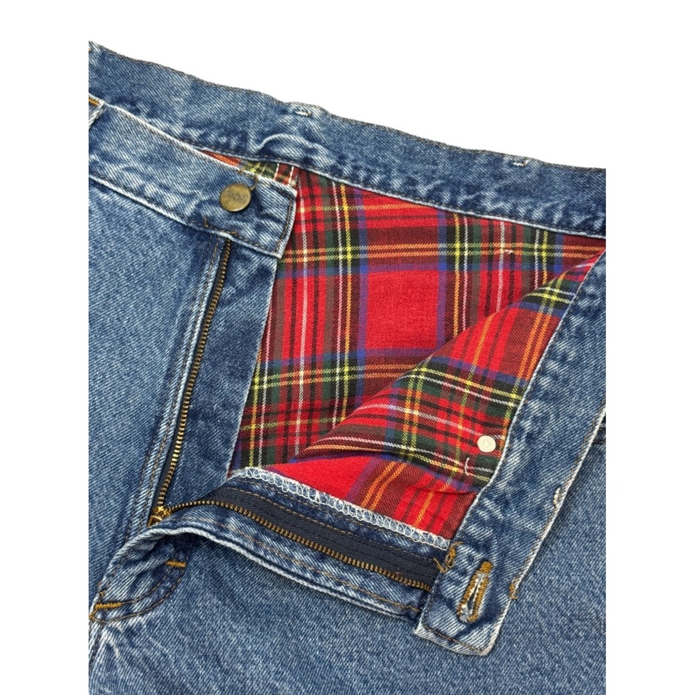 Vtg L.L. Bean Mens‎ 38x31 Jeans Tagged 38/32 Denim Red Plaid Flannel Casual Fall